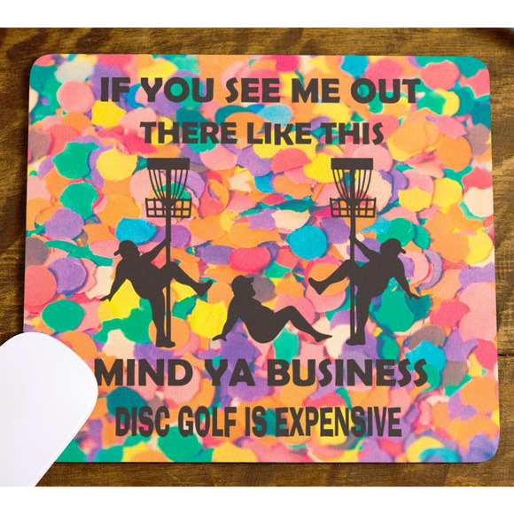 Disc Golf Funny Stripper Man Confetti Mousepad Mouse Pad Computer Golf Gift - Picture 3 of 3
